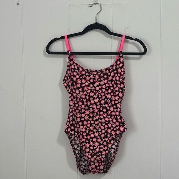 Vintage Pacific Connections Neon Pink Daisy One Piece Swimsuit Medium - Picture 1 of 5